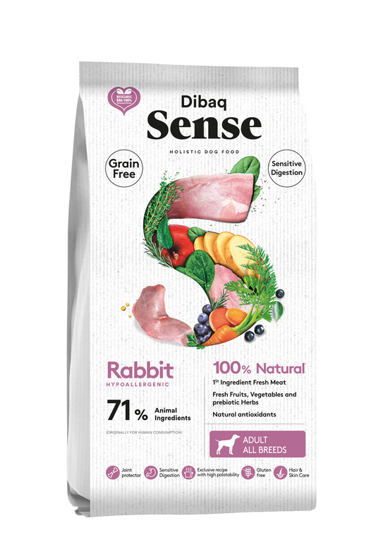 "Dibaq Sense Grain Free Sensitive Conejo - Pienso hipoalergénico sin cereales para perros con sensibilidades alimentarias"