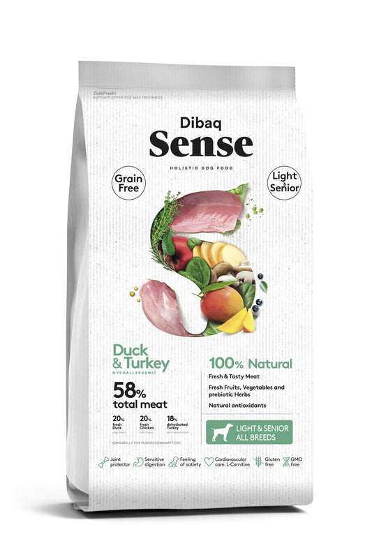 Dibaq Sense Grain Free Pato y Pavo Light o Senior